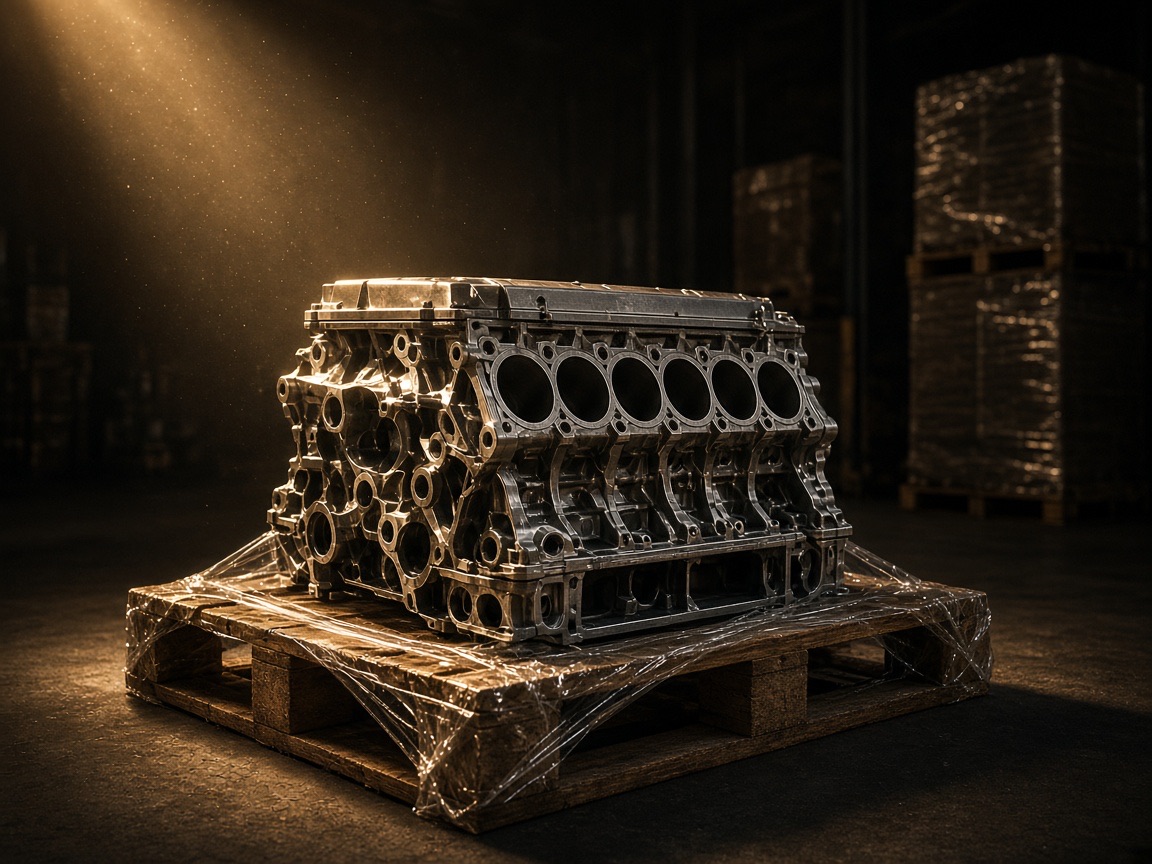 Engine prepared on a pallet